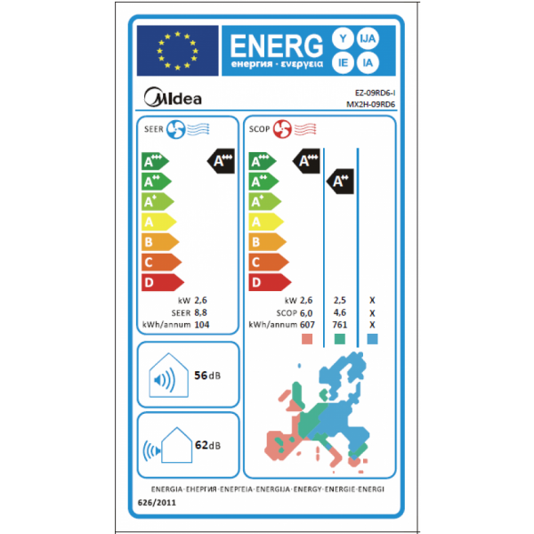 Aer conditionat Midea Solstice, EZ-09RD6-I/MX2H-09RD6, Gama 2026, 9000 BTU, Clasa A+++/A++, Wi-Fi, Inverter, Ionizare (EZ-09RD6-I/MX2H-09RD6)