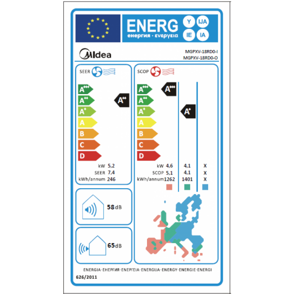 Aparat de aer conditionat Midea Solunar Lite, MGPXV-18RD0-I/MGPXV-18RD0-O, Gama 2026, 18000 BTU, Clasa A++/A+, Wi-Fi, Inverter, AI EcoMaster (MGPXV-18RD0-I/MGPXV-18RD0-O)