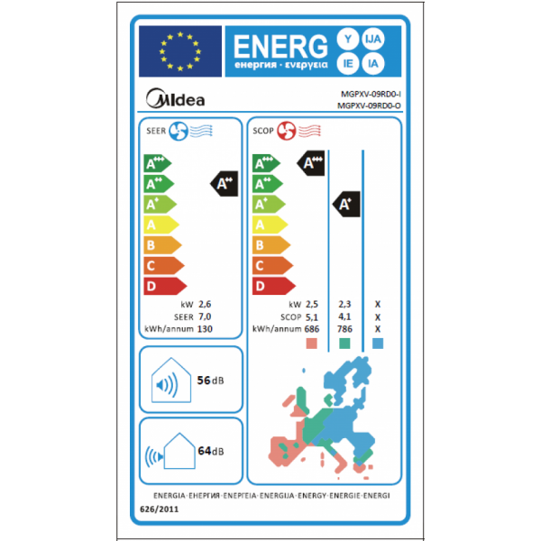 Aparat de aer conditionat Midea Solunar Lite, MGPXV-09RD0-I/MGPXV-09RD0-O, Gama 2026, 9000 BTU, Clasa A++/A+, Wi-Fi, Inverter, AI EcoMaster (MGPXV-09RD0-I/MGPXV-09RD0-O)