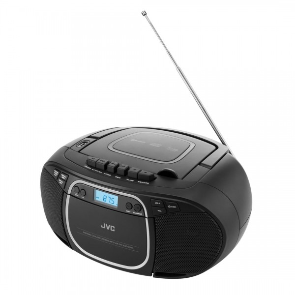 Radiocasetofon cu player CD JVC RC-E561B-DAB, 2 x 1.5 W RMS, Bluetooth/USB/MP3, AUX IN, DAB+/Tuner FM, negru