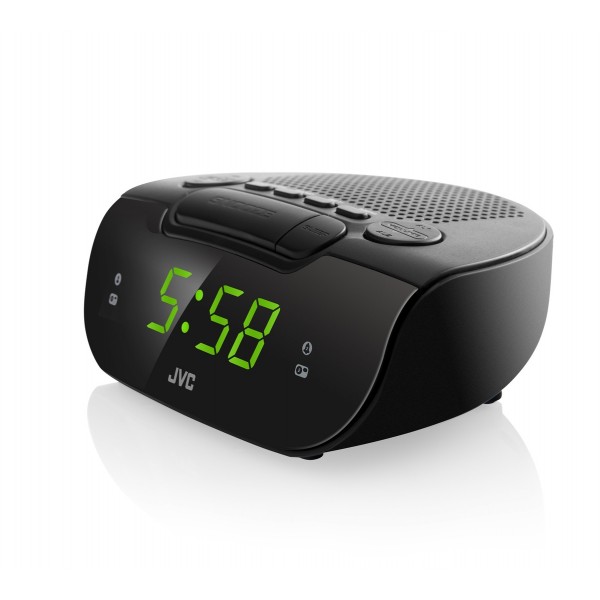 Radio cu ceas si alarma JVC RA-E211B, proiectie ora, tuner digital FM/AM, setare luminozitate, negru
