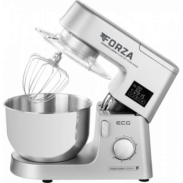 Robot de bucatarie ECG FORZA 5500 Giorno Argento, 1500 W, 6,5 litri, LCD, sistem de amestecare planetar