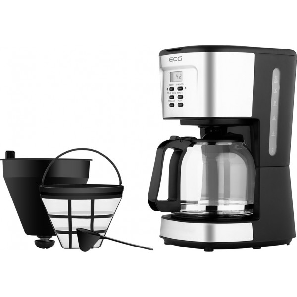 Cafetiera ECG KP 2125 Supreme, 900 W, 1.5 L, 12 cesti, LCD, bol din sticla