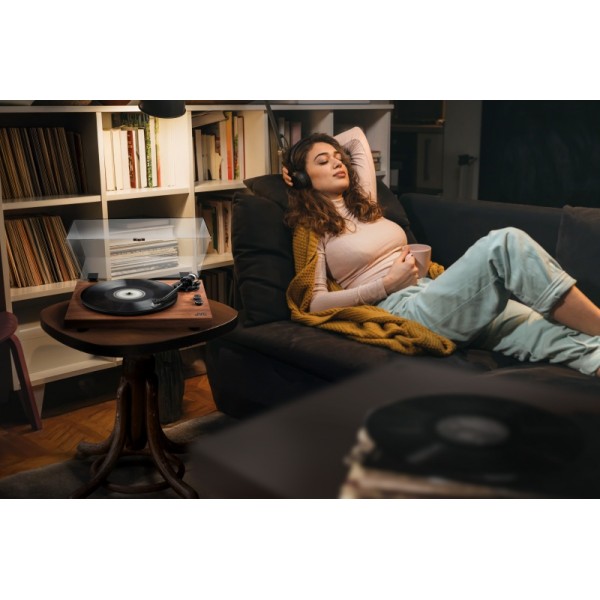 Pick-up Hi-Fi cu ac JVC AL-E534B, Bluetooth, 2 viteze (33 si 45 rpm), platan aluminiu, iesire RCA, negru