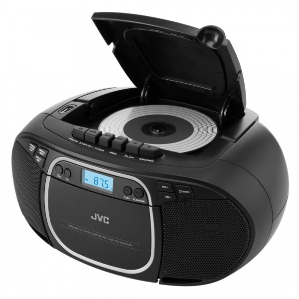 Radiocasetofon cu player CD JVC RC-E561B-DAB, 2 x 1.5 W RMS, Bluetooth/USB/MP3, AUX IN, DAB+/Tuner FM, negru