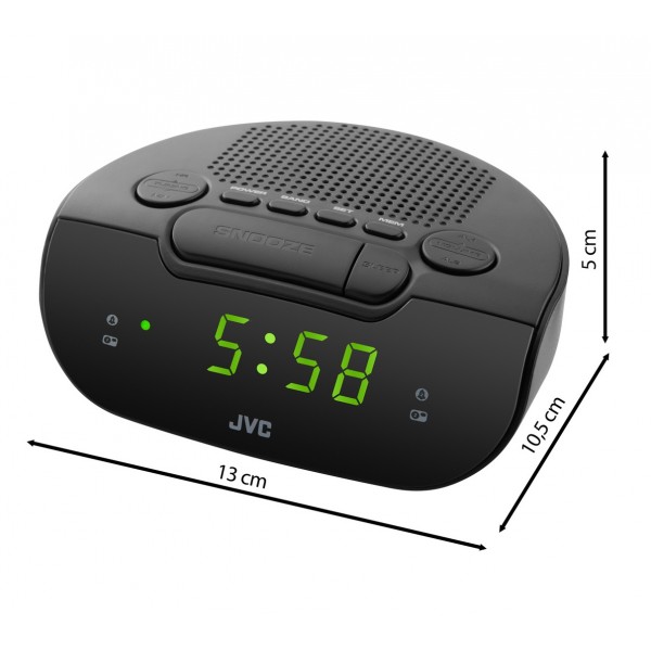 Radio cu ceas si alarma JVC RA-E211B, proiectie ora, tuner digital FM/AM, setare luminozitate, negru