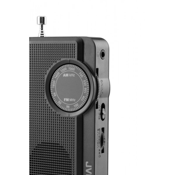 Radio de buzunar portabil JVC RA-E411B, Afisaj LCD, Tuner digital FM/AM, Negru
