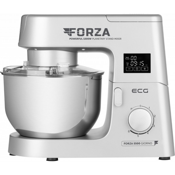 Robot de bucatarie ECG FORZA 5500 Giorno Argento, 1500 W, 6,5 litri, LCD, sistem de amestecare planetar