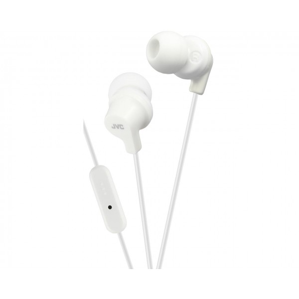 Casti JVC HA-FR15-W-EF, Cu fir, In-Ear, Microfon, mufa in L compatibila cu iPhone, Alb