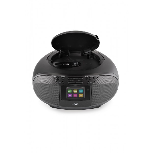 Radiocasetofon stereo cu CD JVC RC-E444B, 4W RMS, Bluetooth, USB, afisaj LCD, ceas, negru