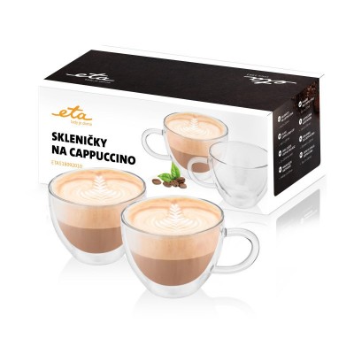 Set 2 cesti pentru cappuccino ETA5180 92010, 230 ml, pereti dubli din sticla borosilicata