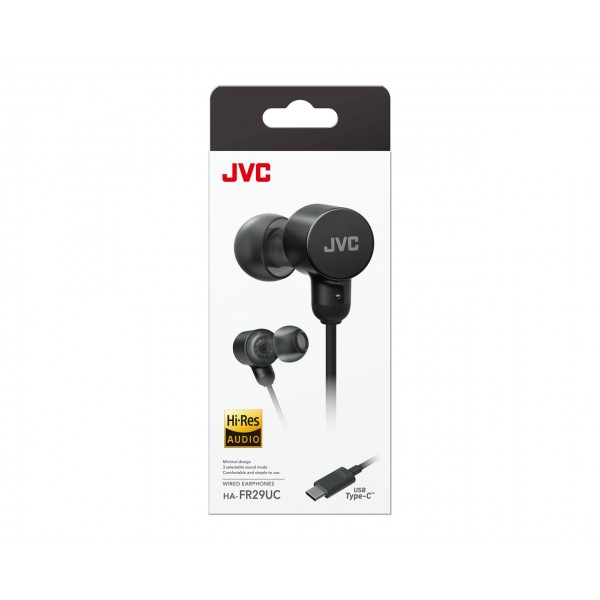 Casti JVC HA-FR29UC-A-U, Cu fir, In-Ear, Microfon, USB-C, Functie Mod Sunet, Husa, albastru