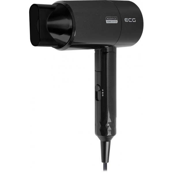 Uscator de par cu ionizare ECG Modifica Nera, 1600 W, 2 niveluri de temperatura, concentrator, negru