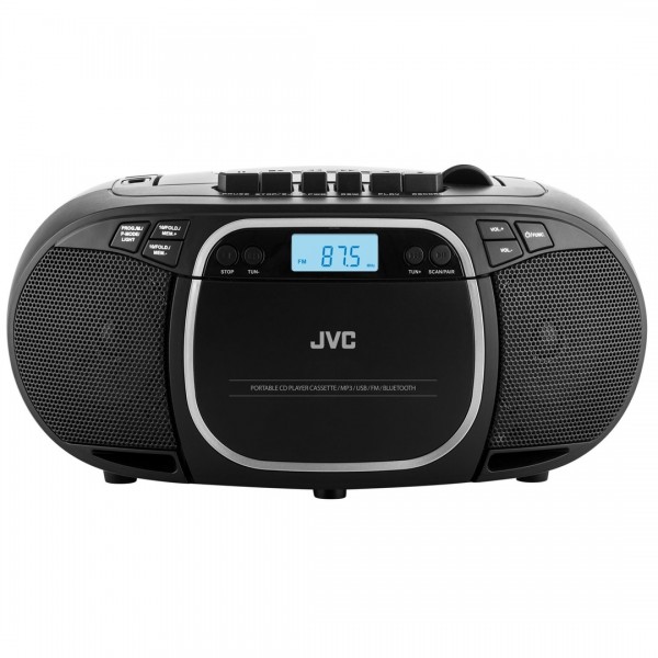 Radiocasetofon cu player CD JVC RC-E561B-DAB, 2 x 1.5 W RMS, Bluetooth/USB/MP3, AUX IN, DAB+/Tuner FM, negru