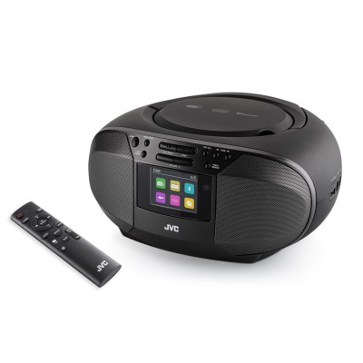 Radio cu CD JVC RD-E664B-DAB, 2x2.5W RMS, Bluetooth, USB, afisaj LCD, ceas, telecomanda, negru