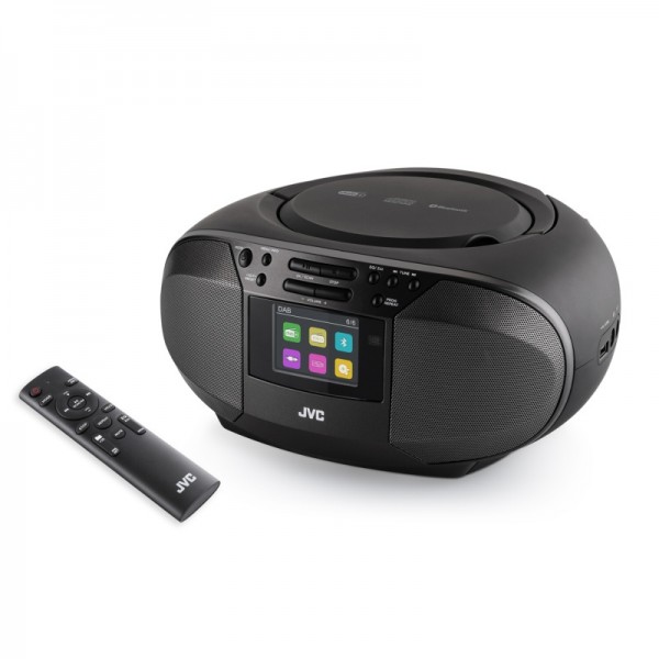 Radio cu CD JVC RD-E664B-DAB, 2x2.5W RMS, Bluetooth, USB, afisaj LCD, ceas, telecomanda, negru