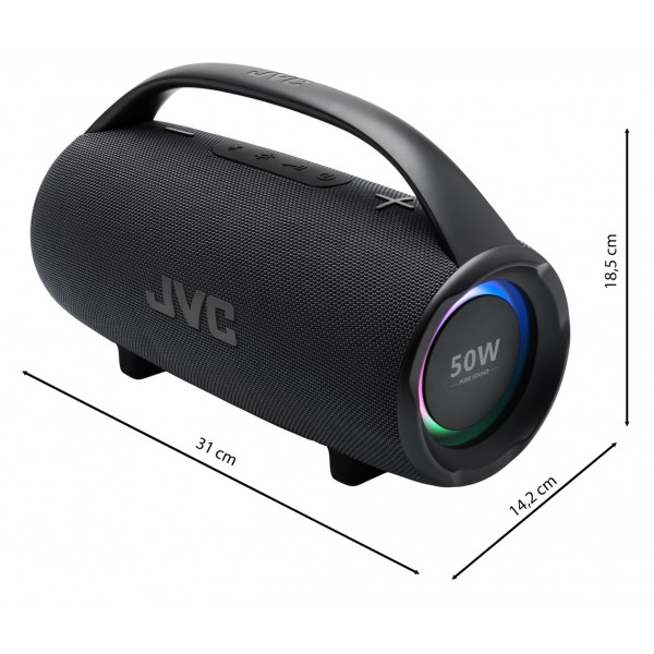 Boxa portabila JVC XS-E114G, radio FM, Bluetooth, IPX6, Litiu-ion 3,7 V / 2000 mAh, gri