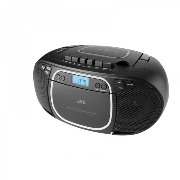 Radio cu casetofon si player CD JVC RC-E451B, 2 x 1.6 W RMS, FM, Bluetooth, USB, MP3, AUX IN, negru