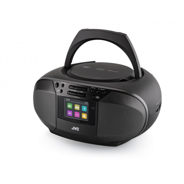 Radiocasetofon stereo cu CD JVC RC-E444B, 4W RMS, Bluetooth, USB, afisaj LCD, ceas, negru