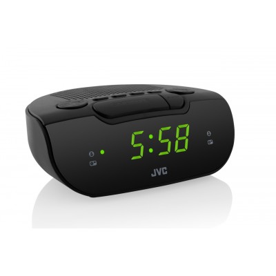 Radio cu ceas si alarma JVC RA-E211B, proiectie ora, tuner digital FM/AM, setare luminozitate, negru