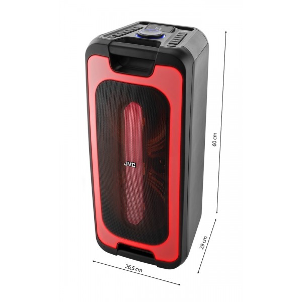 Boxa portabila JVC XS-E423B, 24 W, Bluetooth, IPX5, iluminare cu LED-uri, negru