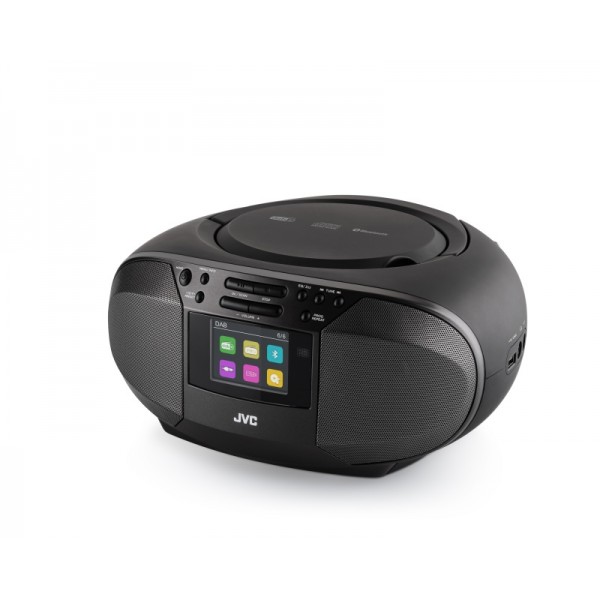 Radiocasetofon stereo cu CD JVC RC-E444B, 4W RMS, Bluetooth, USB, afisaj LCD, ceas, negru