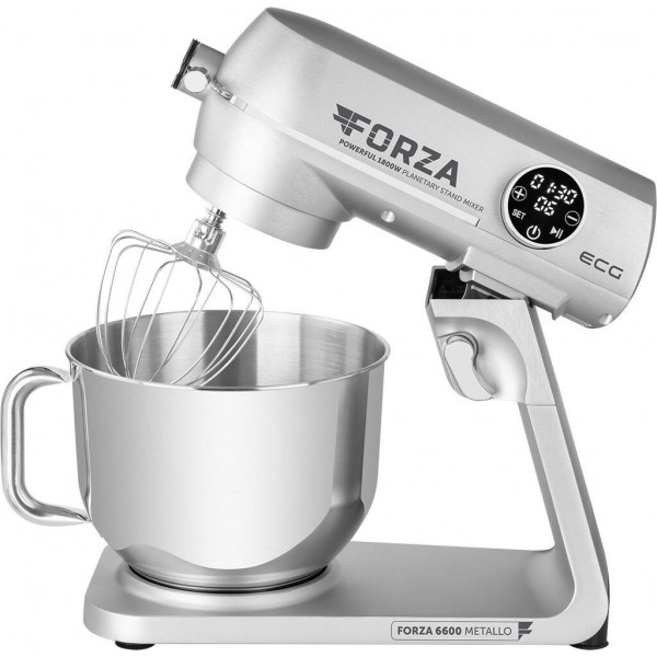 Robot de bucatarie ECG FORZA 6600 Metallo Argento, 1800 W, 6,5 litri, LCD, sistem de amestecare planetar Robot de bucatarie ECG FORZA 6600 Metallo Argento, 1800 W, 6,5 litri, LCD, sistem de amestecare planetar