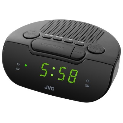 Radio cu ceas JVC RA-E111B, tuner digital FM/AM, alarma duala, Sleep, Snooze, negru