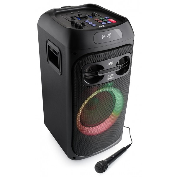 Sistem audio portabil JVC XS-EP514B, 150W (RMS), Acumulator 11.1 V/4 Ah (16 h), Bluetooth, USB, Radio FM, Microfon, AUX IN, Intrare chitara