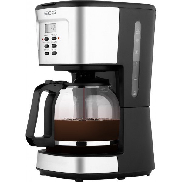 Cafetiera ECG KP 2125 Supreme, 900 W, 1.5 L, 12 cesti, LCD, bol din sticla