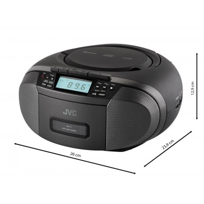 Internet radio JVC RA-E814B, 5W RMS, tuner DAB+/FM, Bluetooth, ecran color 2,4 inch, negru