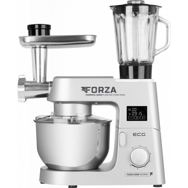Robot de bucatarie ECG FORZA 5500 Giorno Argento, 1500 W, 6,5 litri, LCD, sistem de amestecare planetar