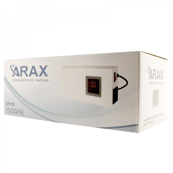 Stabilizator tensiune cu releu slim, sinusoidala pura + ecran LED, montare pe perete 500VA 300W (ARAX-SLWSR-500VA)