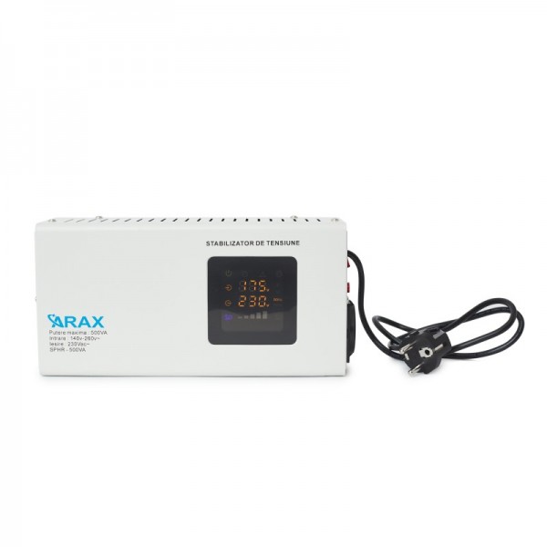 Stabilizator tensiune cu releu slim, sinusoidala pura + ecran LED, montare pe perete 500VA 300W (ARAX-SLWSR-500VA) Stabilizator tensiune cu releu slim, sinusoidala pura + ecran LED, montare pe perete 500VA 300W (ARAX-SLWSR-500VA)