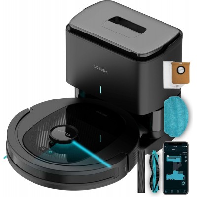 Robot de aspirare Conga 8490 Ultimate Ultra, 4 in 1, 7000 Pa, Laser, Autonomie 170 minute, 2 perii centrale, Functie mop, baza autocuratare (A01_EU01 _100082)