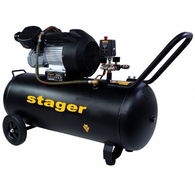 Compresor aer Stager HM3100V-10, 100L, 10bar, 356L/min, monofazat, angrenare directa (453010310010)