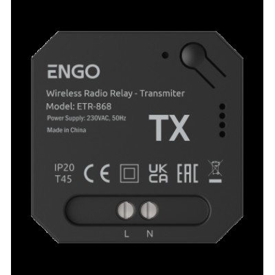 Set relee inteligent fără fir Engo ETR 868, 16A, NO/COM, RF 868Mhz - 230v (ENGETR868)