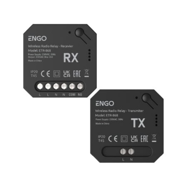 Set relee inteligent fără fir Engo ETR 868, 16A, NO/COM, RF 868Mhz - 230v (ENGETR868)