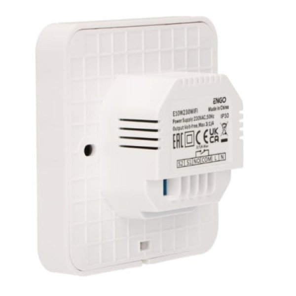 Termostat de ambient ENGO E10, wifi și bluetooth, alb, incastrabil, 230V (ENGE10W230WIFI)