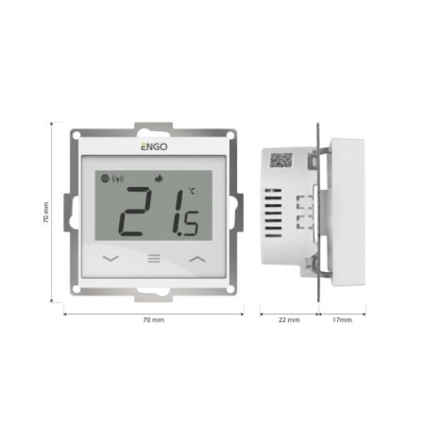 Termostat de cameră smart ENGO E55 WiFi, Tuya, încastrabil, 230v - alb (ENGE55-W)