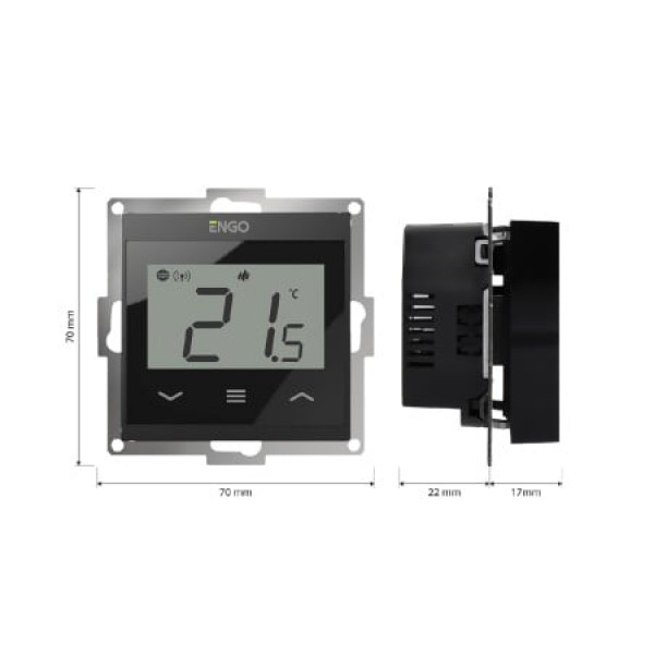 Termostat de cameră smart ENGO E55 WiFi, Tuya, încastrabil, 230v - negru (ENGE55-B)