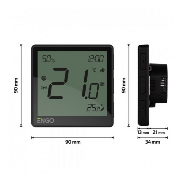 Termostat inteligent ENGO ONE ZigBee, negru, incastrabil, 230V (ENGEONE230B)