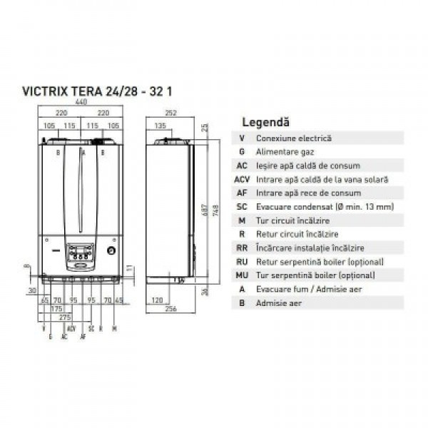 Immergas Centrala termica pe gaz in condensare Victrix Tera 35 Plus 1 Incalzire 35 kW (3.030804)