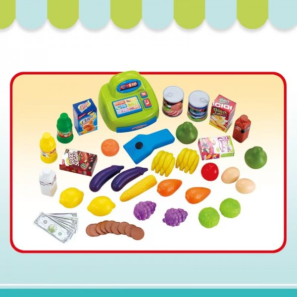 Set de Cumparaturi Tip Supermarket Rovo 85 pentru Copii, Jucarie Interactiva, Scanner, Casa de marcat, Cos de cumparaturi, Lumini, Sunete, Inaltime 80 cm (008-85)