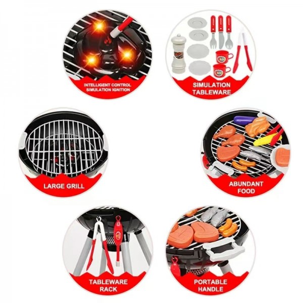 BBQ Grill Gratar jucarie Rovo 901A, lumini si sunete, 22 piese (008-901A) BBQ Grill Gratar jucarie Rovo 901A, lumini si sunete, 22 piese (008-901A)