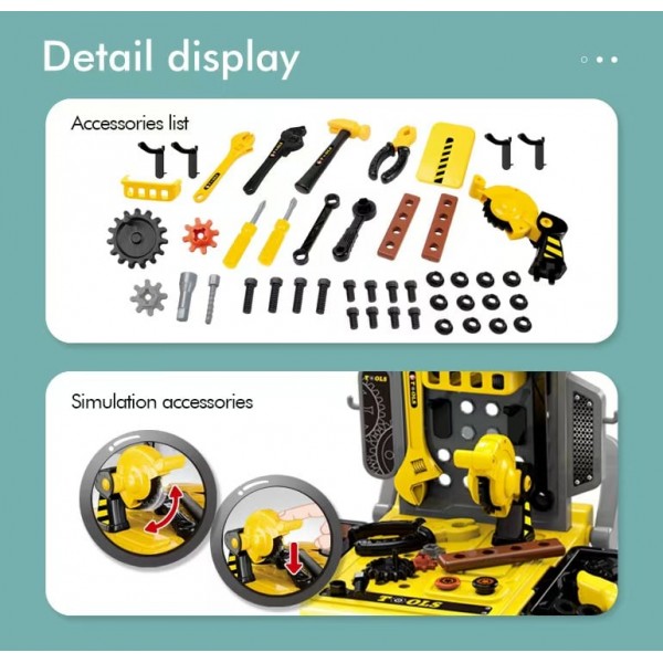 Banc de lucru jucarie Rovo 928, cu unelte si accesorii, 45 piese (008-928) Banc de lucru jucarie Rovo 928, cu unelte si accesorii, 45 piese (008-928)