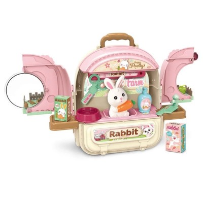 Set ghiozdan jucarie 2 in 1 Rovo 968, Iepuras, Accesorii incluse (008-968)