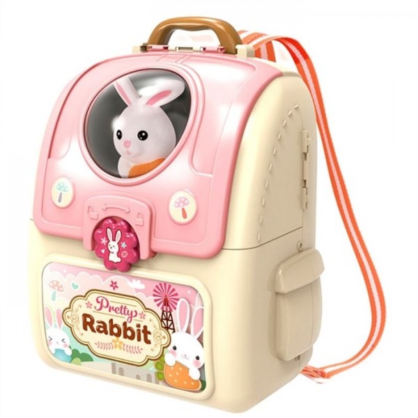 Set ghiozdan jucarie 2 in 1 Rovo 968, Iepuras, Accesorii incluse (008-968)