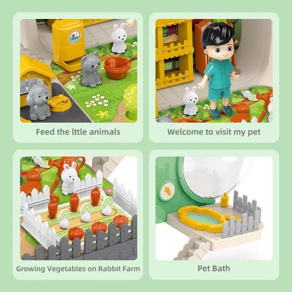 Set ghiozdan jucarie 3 in 1 Rovo 999-2, Iepuras, Fermier, Accesorii incluse (008-999-2)