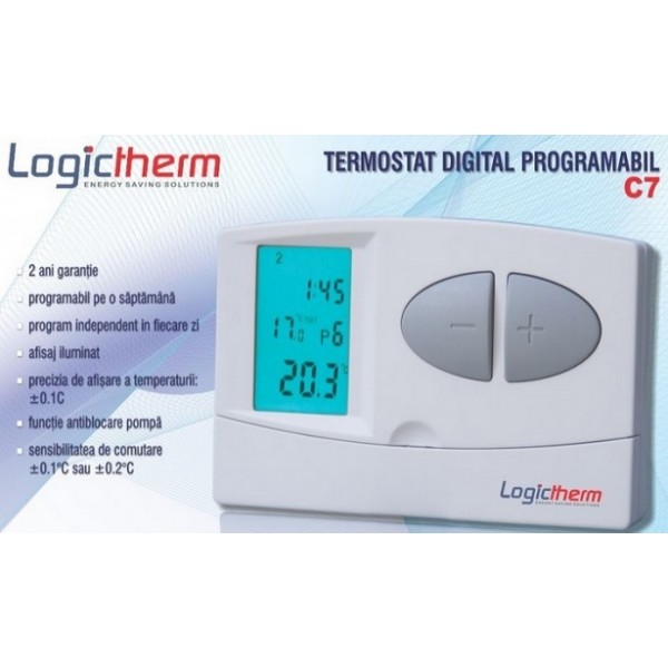 Termostat de ambient cu fir Logictherm C7 programabil (WAT 128)
